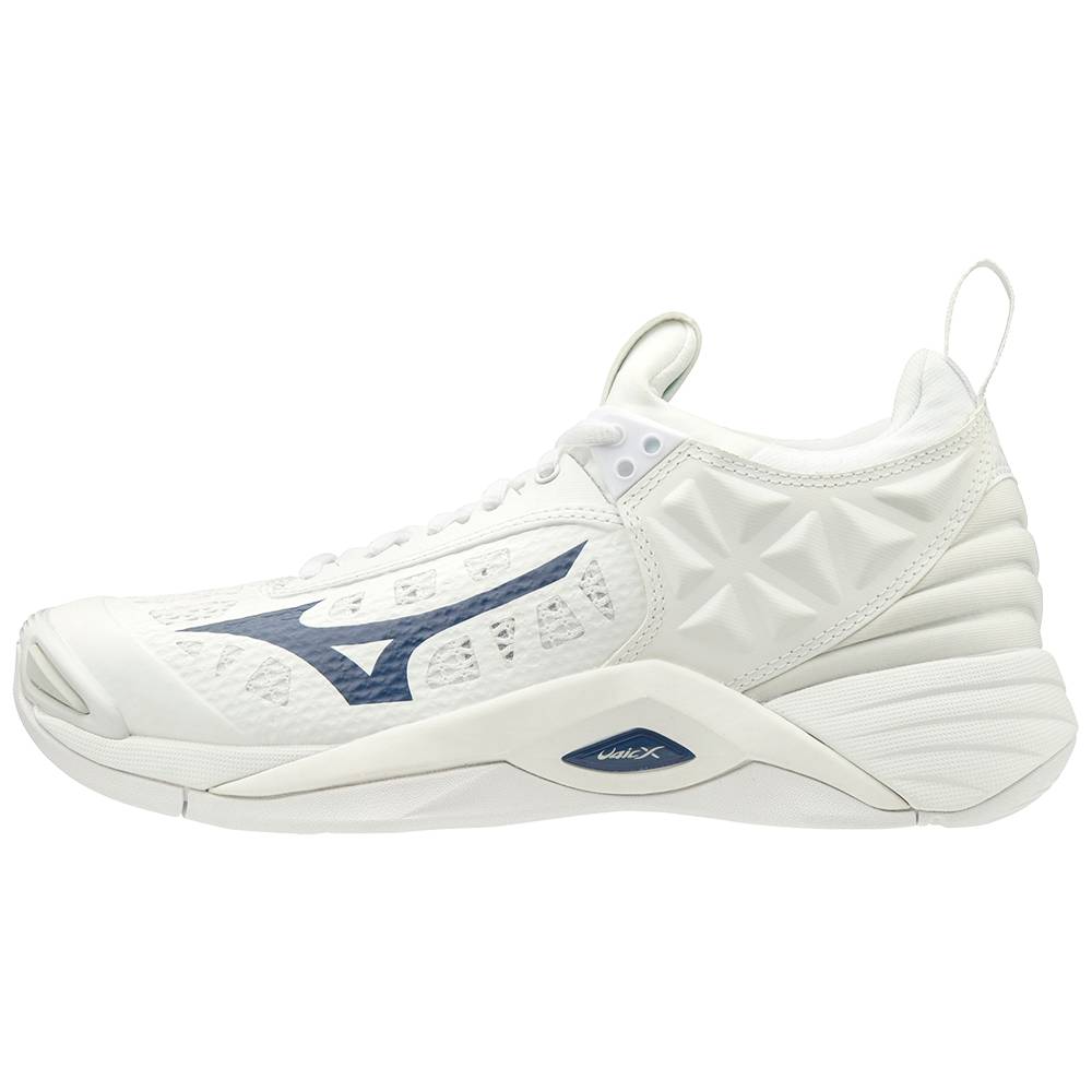 Sapatilhas Voleibol Mizuno Wave Momentum - Mulher - Branco/Azul Marinho - IYVLU1973